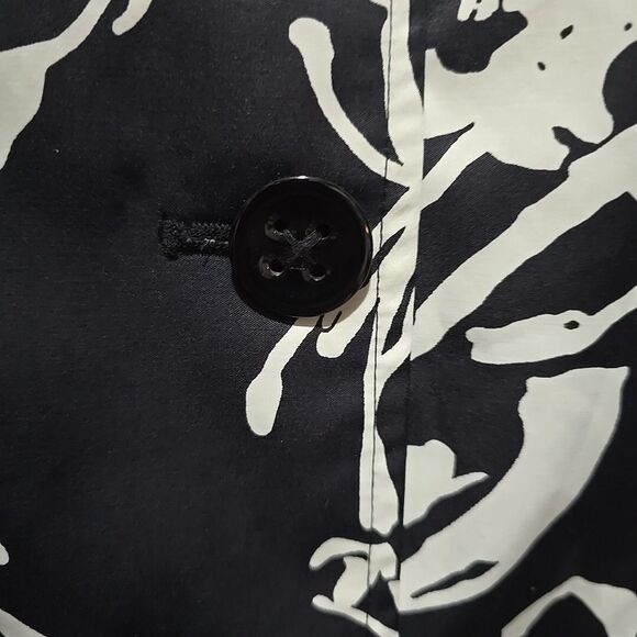 Black White Floral Raincoat Jacket FitsLg Chicos3 NWT Belted Boho Chic Glam City - Picture 7 of 16